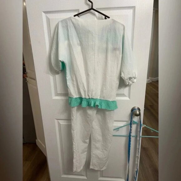 Vintage Picket & Post Women’s Windsuit Top Pants Size Medium 80’s Retro White - Picture 6 of 9